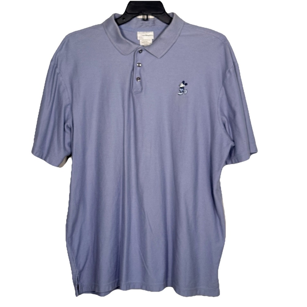 Vintage Walt Disney World Mickey Mouse Polo Shirt XXL Periwinkle Twill Knit